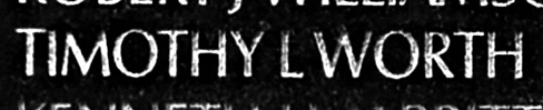 Worth's name engraved in the Wall